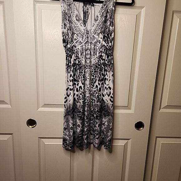 Apt.9 Women's Sleeveless Black Gray Geometric Pattern Animal Print Dress Size XS - Picture 6 of 13